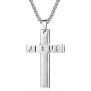 Cross Necklace for Men, Silver/Black/Gold Jesus Necklace, Religious Jewelry Gifts Faith Gifts for Christians